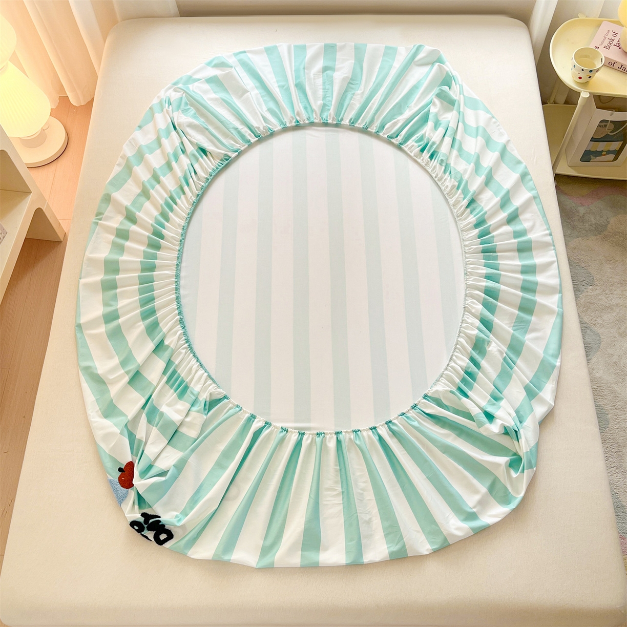 91家纺网 家纺一手货源 找家纺 笙意家纺 2026新款50S全棉纯棉毛巾绣单品床笠床笠单件 海盐萌宠