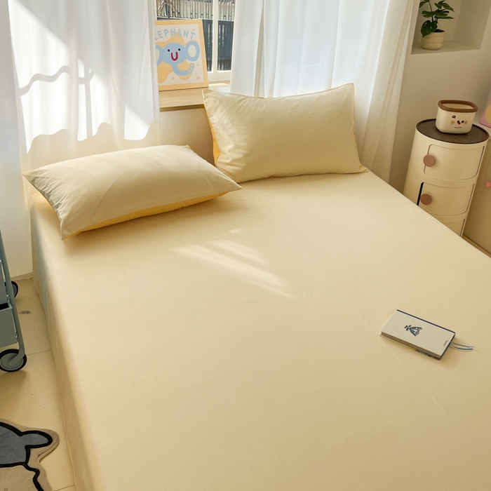 91家纺网 家纺一手货源 找家纺 泽西家纺+V17798841158发大图 2026新款A类全棉纯棉13376单品床单床单单件 奶油黄