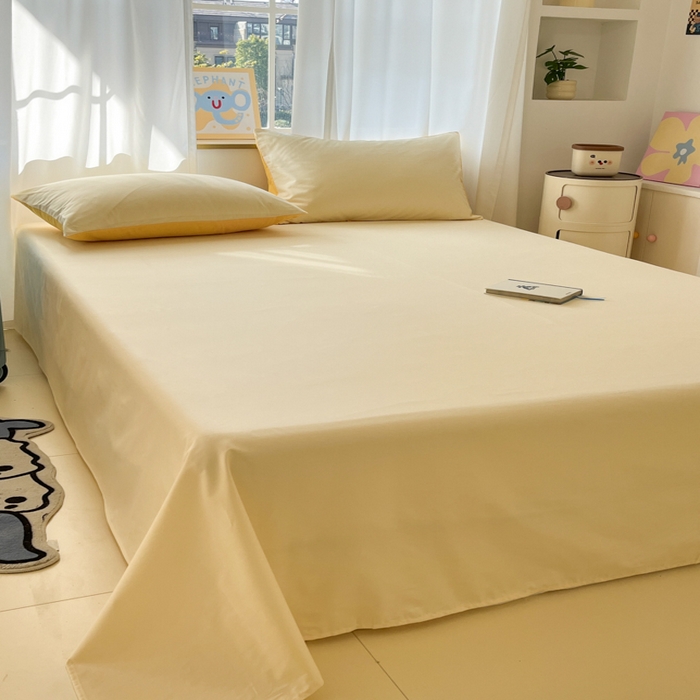 91家纺网 家纺一手货源 找家纺 泽西家纺+V17798841158发大图 2026新款A类全棉纯棉13376单品床单床单单件 奶油黄