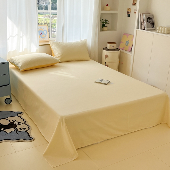 91家纺网 家纺一手货源 找家纺 泽西家纺+V17798841158发大图 2026新款A类全棉纯棉13376单品床单床单单件 奶油黄