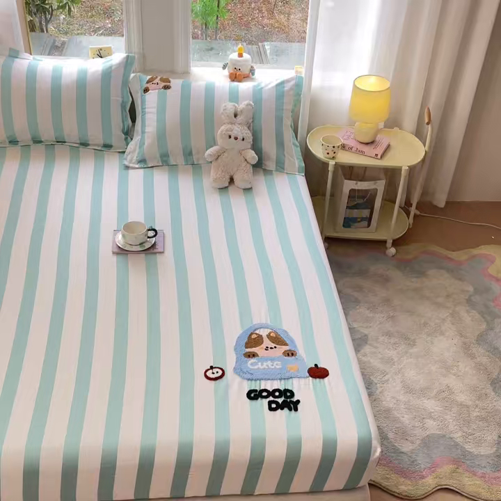 91家纺网 家纺一手货源 找家纺 笙意家纺 2026新款50S全棉纯棉毛巾绣单品床笠床笠单件 海盐萌宠