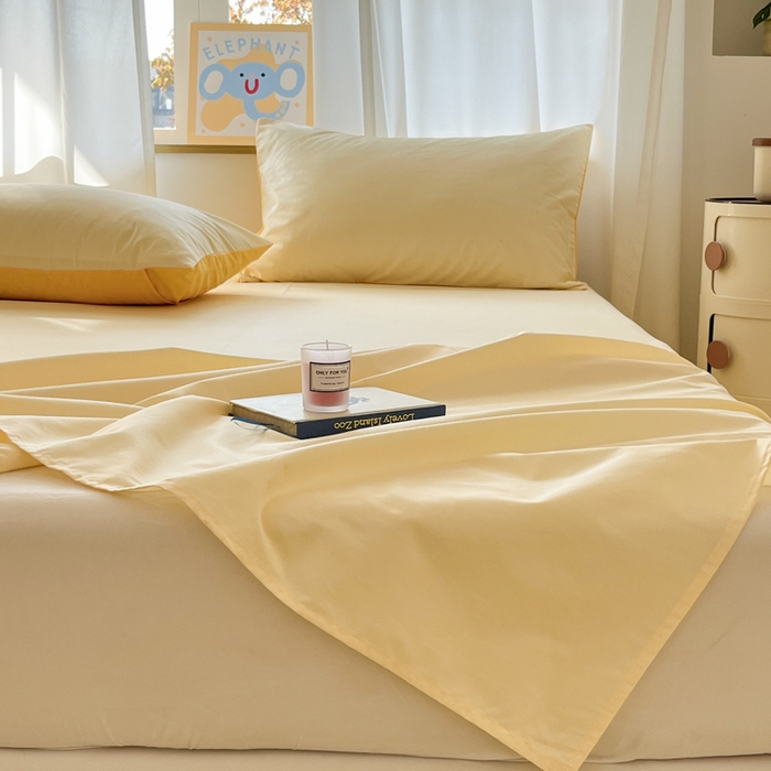 91家纺网 家纺一手货源 找家纺 泽西家纺+V17798841158发大图 2026新款A类全棉纯棉13376单品床单床单单件 奶油黄