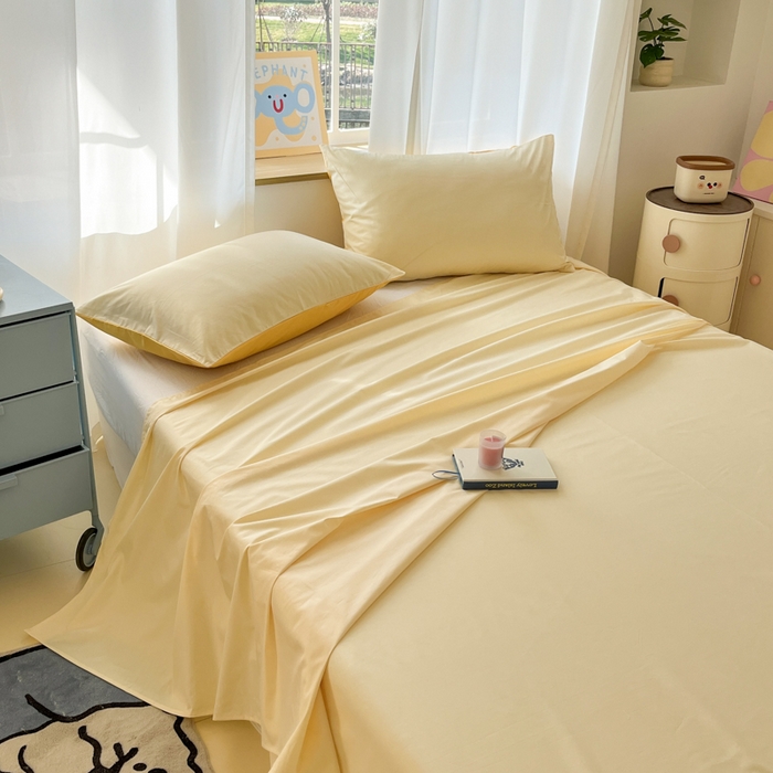 91家纺网 家纺一手货源 找家纺 泽西家纺+V17798841158发大图 2026新款A类全棉纯棉13376单品床单床单单件 奶油黄