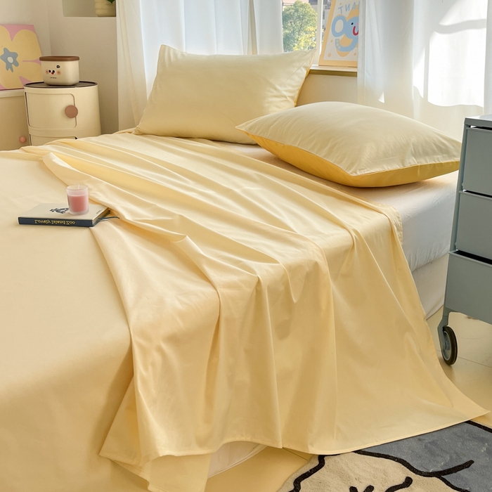 91家纺网 家纺一手货源 找家纺 泽西家纺+V17798841158发大图 2026新款A类全棉纯棉13376单品床单床单单件 奶油黄