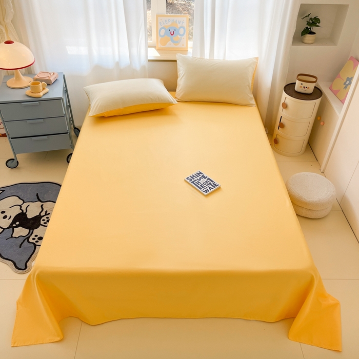 泽西家纺+V17798841158发大图 2026新款A类全棉纯棉13376单品床单床单单件 柠檬黄