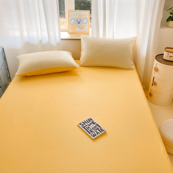 91家纺网 家纺一手货源 找家纺 泽西家纺+V17798841158发大图 2026新款A类全棉纯棉13376单品床单床单单件 柠檬黄