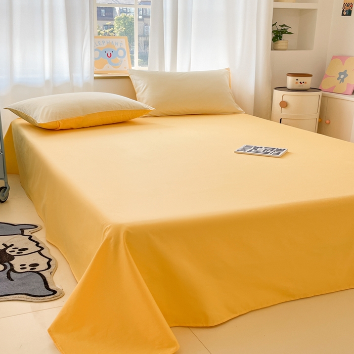 91家纺网 家纺一手货源 找家纺 泽西家纺+V17798841158发大图 2026新款A类全棉纯棉13376单品床单床单单件 柠檬黄