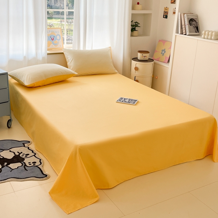 91家纺网 家纺一手货源 找家纺 泽西家纺+V17798841158发大图 2026新款A类全棉纯棉13376单品床单床单单件 柠檬黄