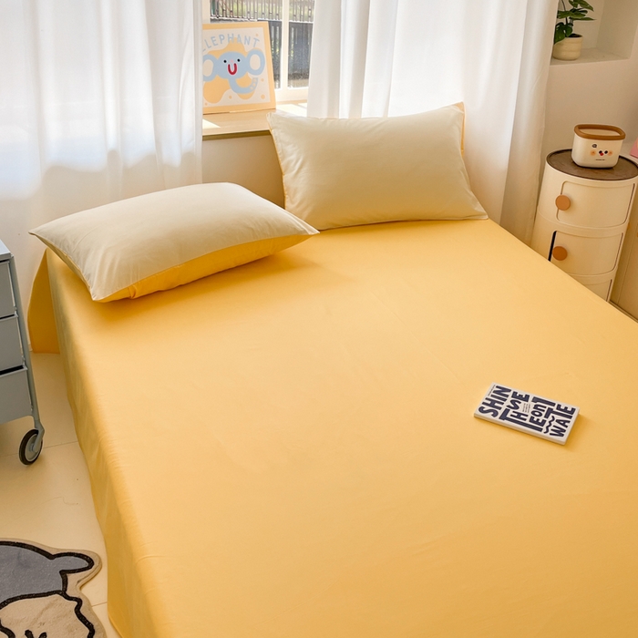 91家纺网 家纺一手货源 找家纺 泽西家纺+V17798841158发大图 2026新款A类全棉纯棉13376单品床单床单单件 柠檬黄