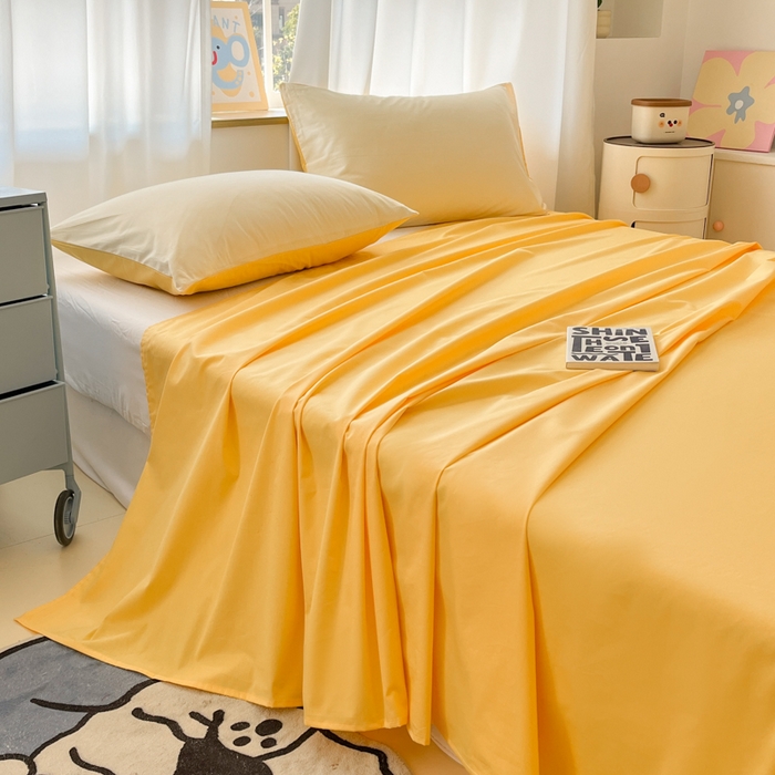 91家纺网 家纺一手货源 找家纺 泽西家纺+V17798841158发大图 2026新款A类全棉纯棉13376单品床单床单单件 柠檬黄