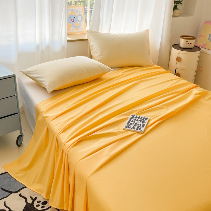 91家纺网 家纺一手货源 找家纺 泽西家纺+V17798841158发大图 2026新款A类全棉纯棉13376单品床单床单单件 柠檬黄