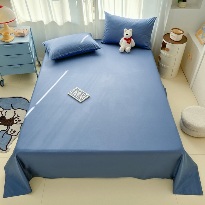 泽西家纺+V17798841158发大图 2026新款A类全棉纯棉13376单品床单床单单件 牛仔蓝