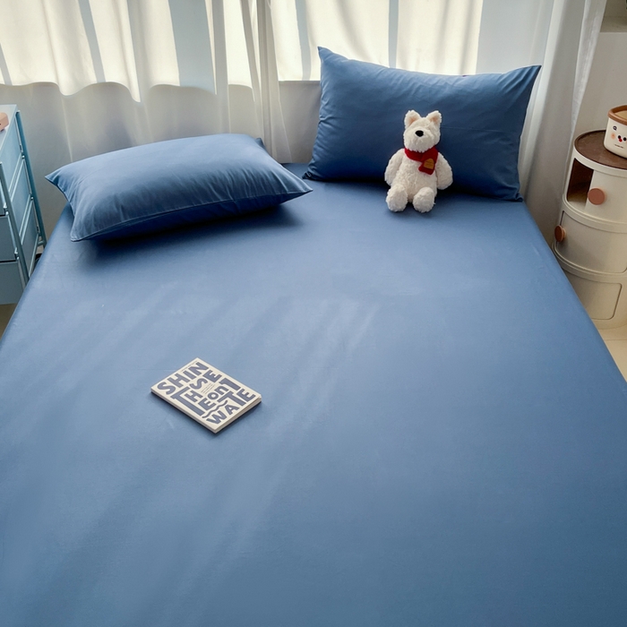 91家纺网 家纺一手货源 找家纺 泽西家纺+V17798841158发大图 2026新款A类全棉纯棉13376单品床单床单单件 牛仔蓝