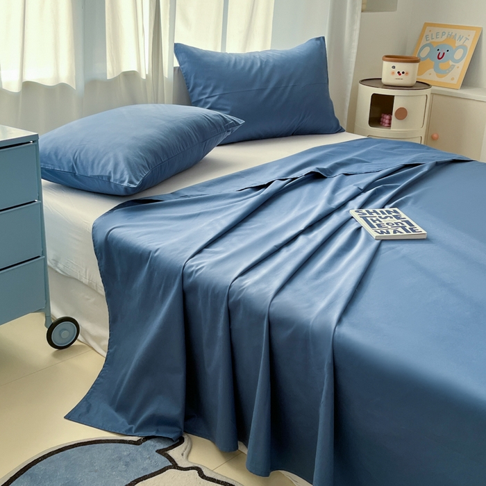 91家纺网 家纺一手货源 找家纺 泽西家纺+V17798841158发大图 2026新款A类全棉纯棉13376单品床单床单单件 牛仔蓝