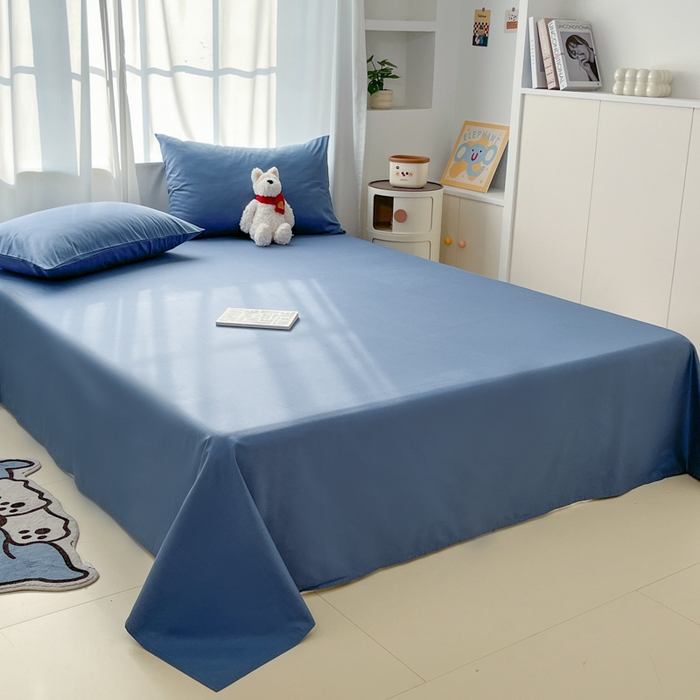 91家纺网 家纺一手货源 找家纺 泽西家纺+V17798841158发大图 2026新款A类全棉纯棉13376单品床单床单单件 牛仔蓝