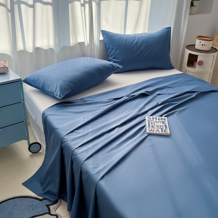 91家纺网 家纺一手货源 找家纺 泽西家纺+V17798841158发大图 2026新款A类全棉纯棉13376单品床单床单单件 牛仔蓝