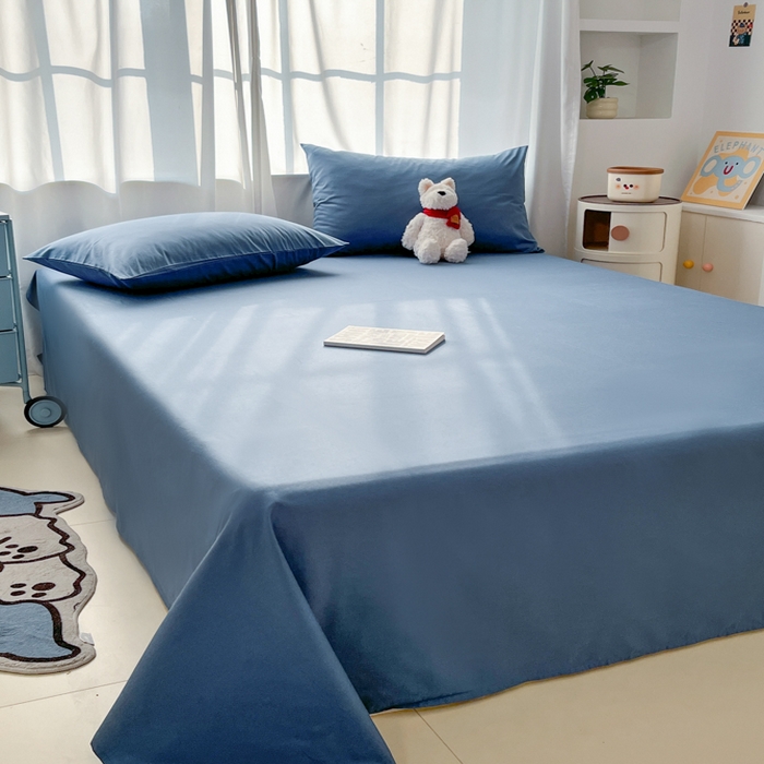 91家纺网 家纺一手货源 找家纺 泽西家纺+V17798841158发大图 2026新款A类全棉纯棉13376单品床单床单单件 牛仔蓝