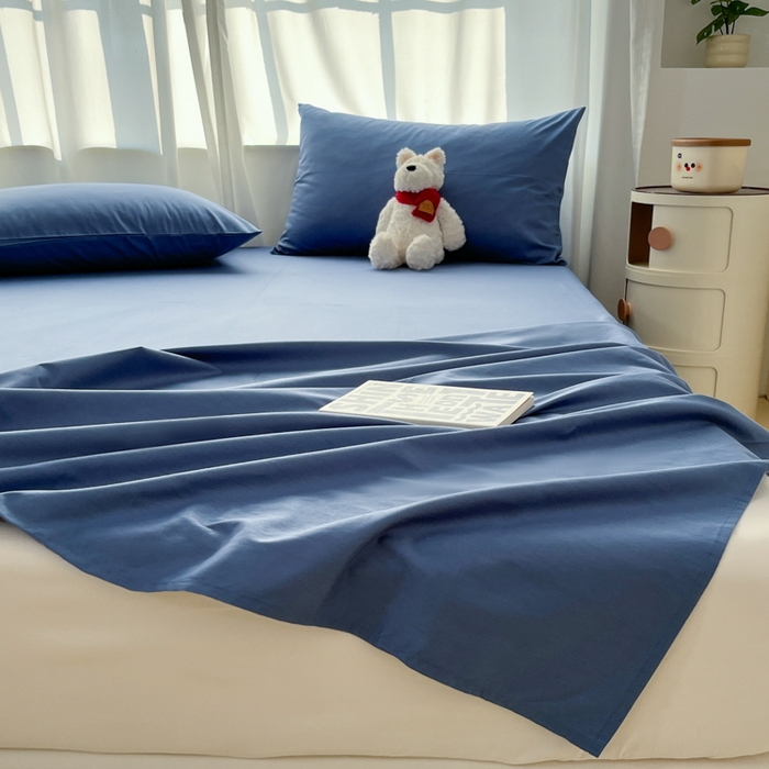 91家纺网 家纺一手货源 找家纺 泽西家纺+V17798841158发大图 2026新款A类全棉纯棉13376单品床单床单单件 牛仔蓝