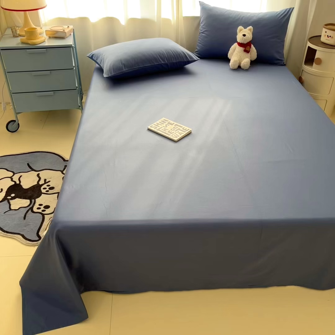 91家纺网 家纺一手货源 找家纺 泽西家纺+V17798841158发大图 2026新款A类全棉纯棉13376单品床单床单单件 牛仔蓝