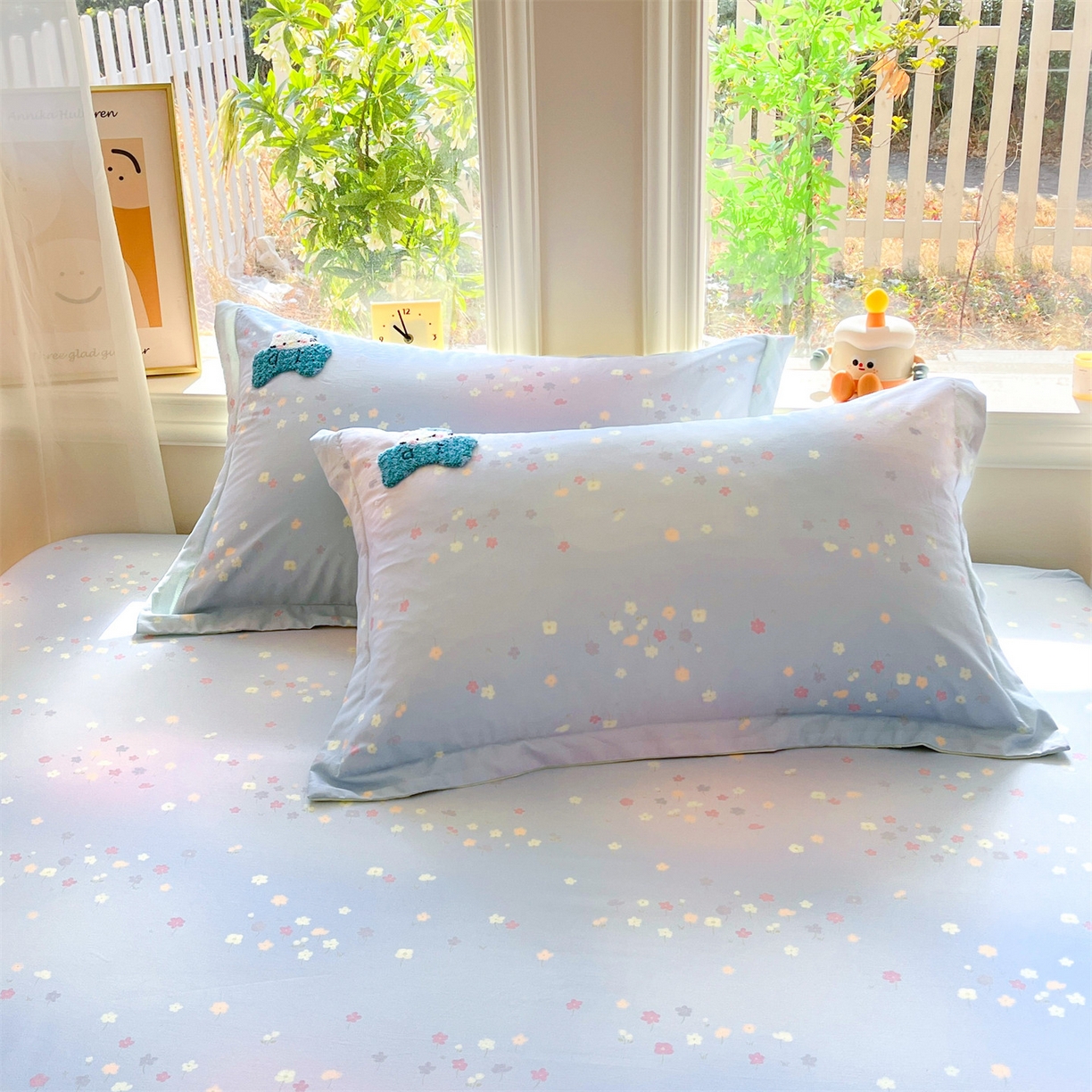 91家纺网 家纺一手货源 找家纺 笙意家纺 2026新款50S全棉纯棉毛巾绣单品床笠床笠单件 甜心kt