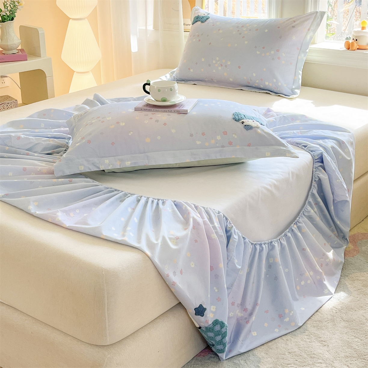 91家纺网 家纺一手货源 找家纺 笙意家纺 2026新款50S全棉纯棉毛巾绣单品床笠床笠单件 甜心kt