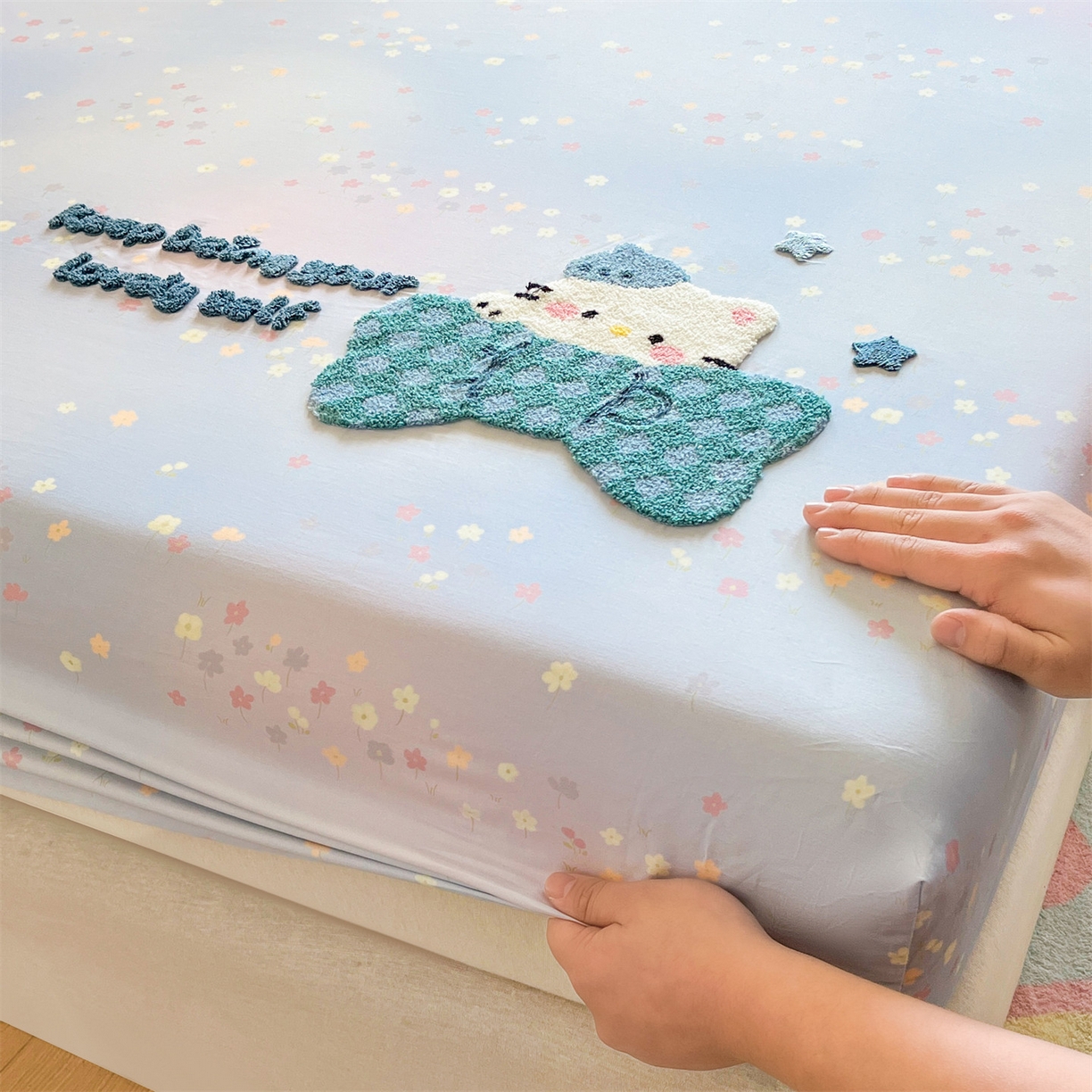 91家纺网 家纺一手货源 找家纺 笙意家纺 2026新款50S全棉纯棉毛巾绣单品床笠床笠单件 甜心kt