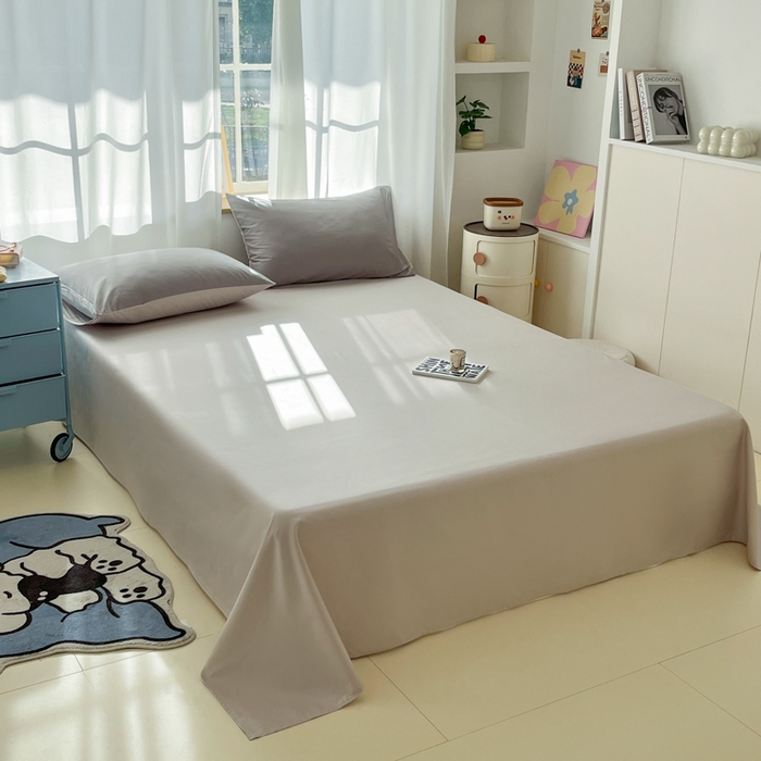 91家纺网 家纺一手货源 找家纺 泽西家纺+V17798841158发大图 2026新款A类全棉纯棉13376单品床单床单单件 浅米灰