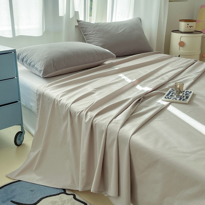 91家纺网 家纺一手货源 找家纺 泽西家纺+V17798841158发大图 2026新款A类全棉纯棉13376单品床单床单单件 浅米灰