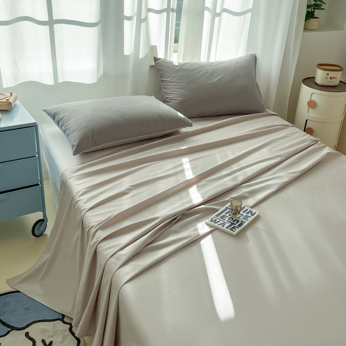 91家纺网 家纺一手货源 找家纺 泽西家纺+V17798841158发大图 2026新款A类全棉纯棉13376单品床单床单单件 浅米灰