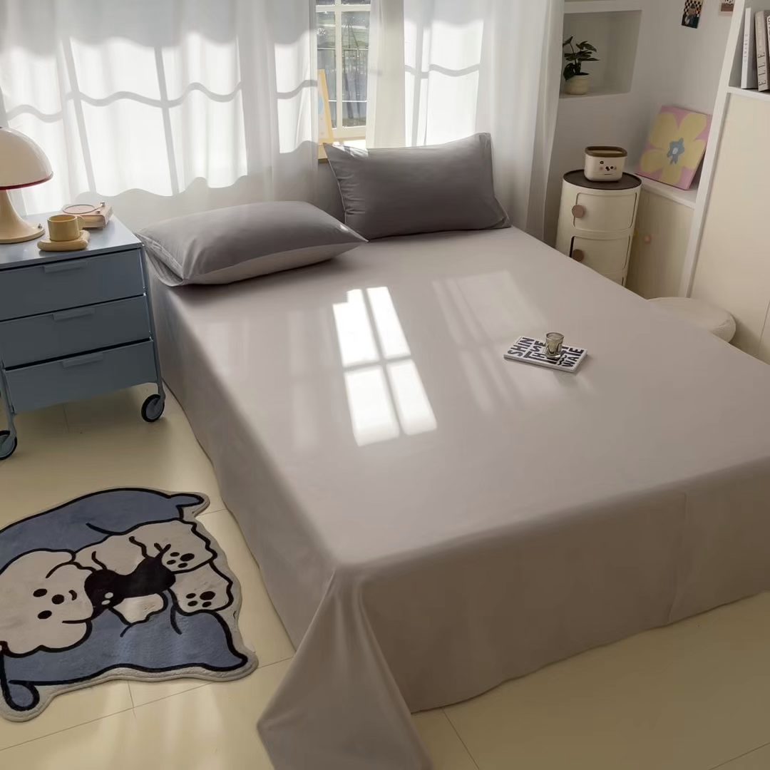 91家纺网 家纺一手货源 找家纺 泽西家纺+V17798841158发大图 2026新款A类全棉纯棉13376单品床单床单单件 浅米灰