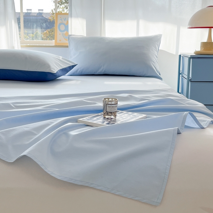 91家纺网 家纺一手货源 找家纺 泽西家纺+V17798841158发大图 2026新款A类全棉纯棉13376单品床单床单单件 晴空蓝