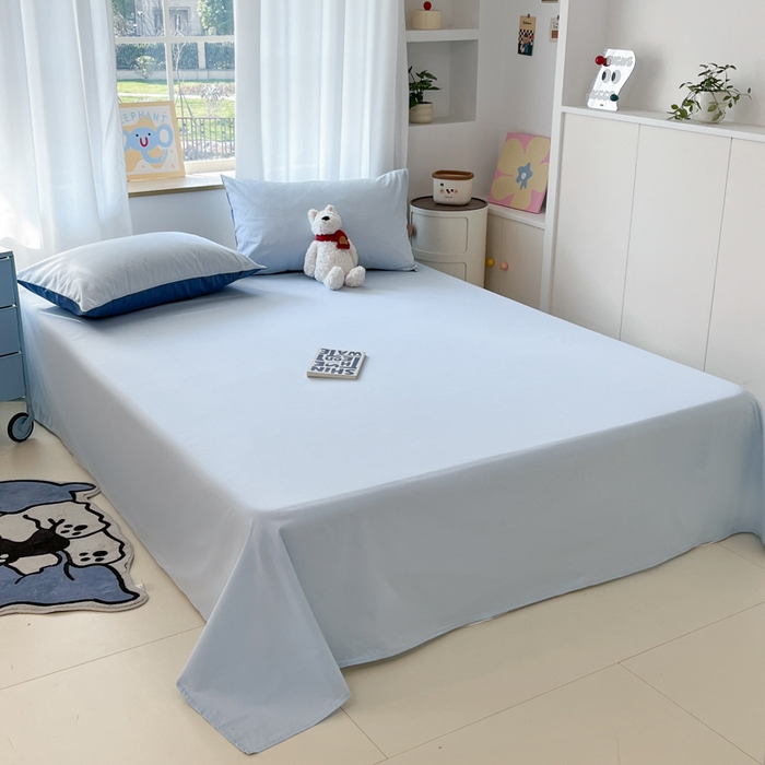 91家纺网 家纺一手货源 找家纺 泽西家纺+V17798841158发大图 2026新款A类全棉纯棉13376单品床单床单单件 晴空蓝