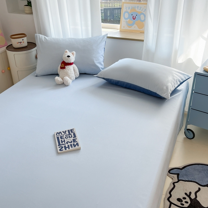 91家纺网 家纺一手货源 找家纺 泽西家纺+V17798841158发大图 2026新款A类全棉纯棉13376单品床单床单单件 晴空蓝