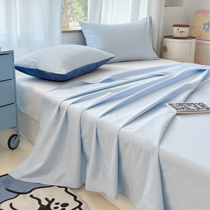 91家纺网 家纺一手货源 找家纺 泽西家纺+V17798841158发大图 2026新款A类全棉纯棉13376单品床单床单单件 晴空蓝