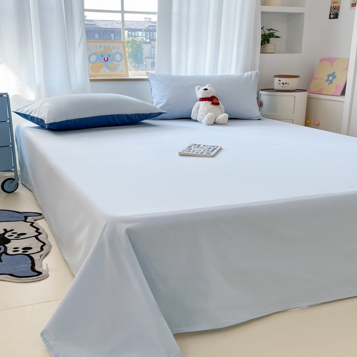 91家纺网 家纺一手货源 找家纺 泽西家纺+V17798841158发大图 2026新款A类全棉纯棉13376单品床单床单单件 晴空蓝