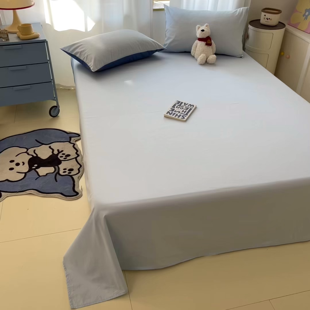 91家纺网 家纺一手货源 找家纺 泽西家纺+V17798841158发大图 2026新款A类全棉纯棉13376单品床单床单单件 晴空蓝