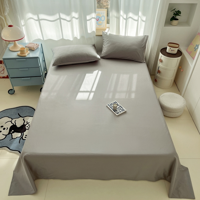 泽西家纺+V17798841158发大图 2026新款A类全棉纯棉13376单品床单床单单件 绅士灰