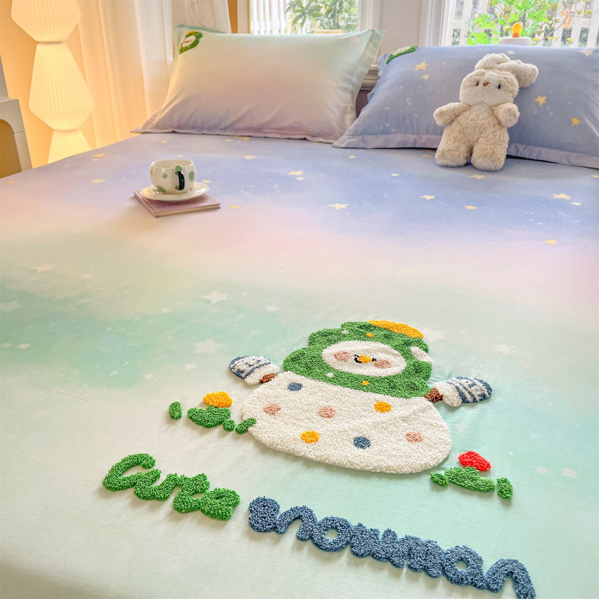 91家纺网 家纺一手货源 找家纺 笙意家纺 2026新款50S全棉纯棉毛巾绣单品床笠床笠单件 星野雪人