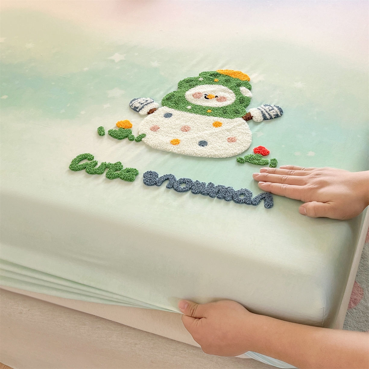 91家纺网 家纺一手货源 找家纺 笙意家纺 2026新款50S全棉纯棉毛巾绣单品床笠床笠单件 星野雪人