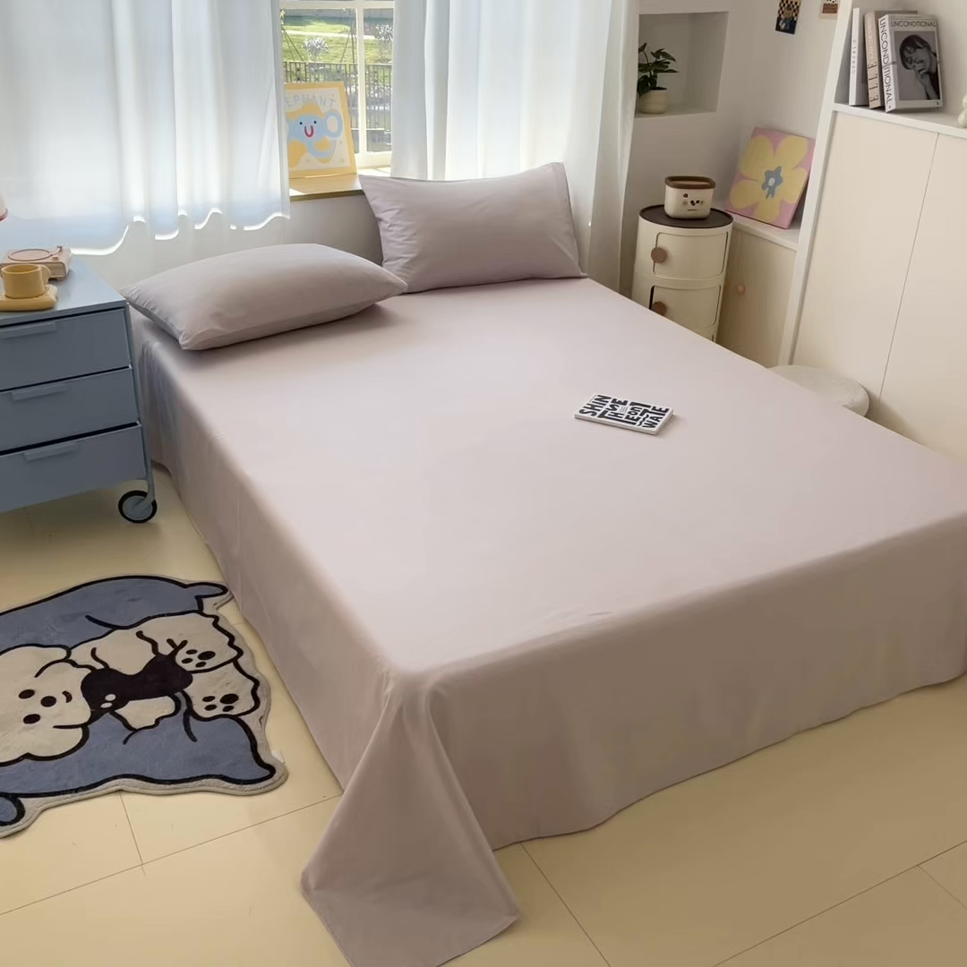 91家纺网 家纺一手货源 找家纺 泽西家纺+V17798841158发大图 2026新款A类全棉纯棉13376单品床单床单单件 微微紫