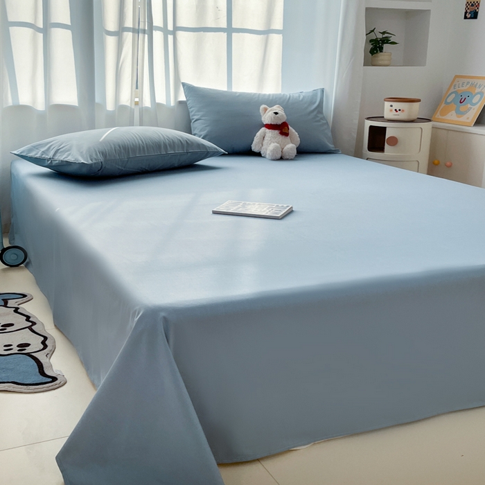 91家纺网 家纺一手货源 找家纺 泽西家纺+V17798841158发大图 2026新款A类全棉纯棉13376单品床单床单单件 雾蓝