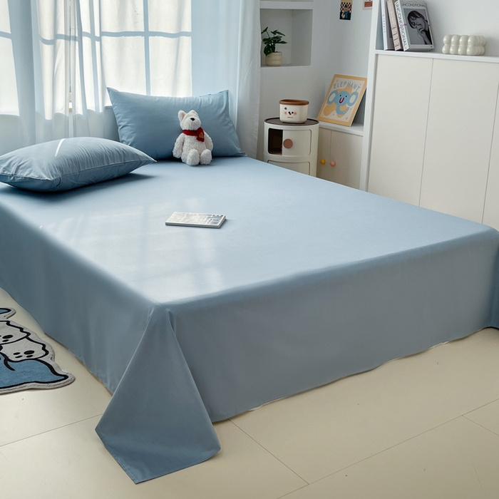 91家纺网 家纺一手货源 找家纺 泽西家纺+V17798841158发大图 2026新款A类全棉纯棉13376单品床单床单单件 雾蓝