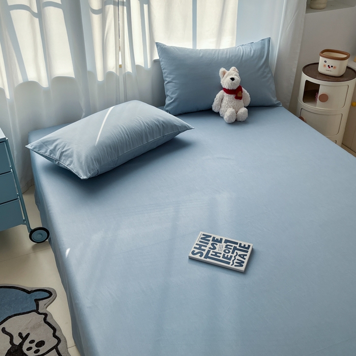 91家纺网 家纺一手货源 找家纺 泽西家纺+V17798841158发大图 2026新款A类全棉纯棉13376单品床单床单单件 雾蓝