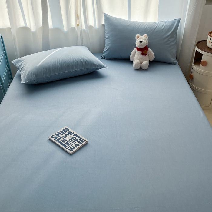 91家纺网 家纺一手货源 找家纺 泽西家纺+V17798841158发大图 2026新款A类全棉纯棉13376单品床单床单单件 雾蓝