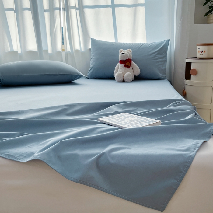 91家纺网 家纺一手货源 找家纺 泽西家纺+V17798841158发大图 2026新款A类全棉纯棉13376单品床单床单单件 雾蓝