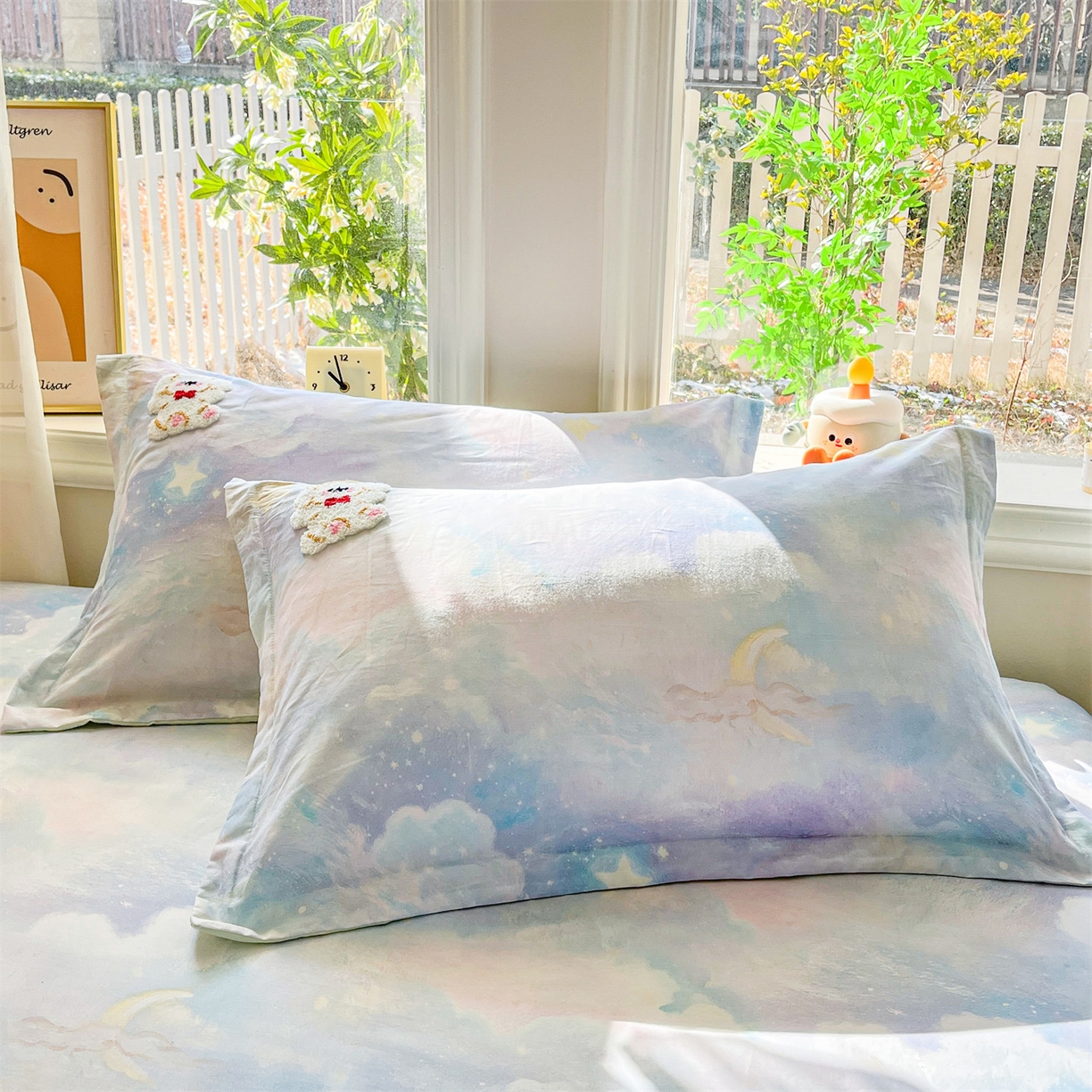 91家纺网 家纺一手货源 找家纺 笙意家纺 2026新款50S全棉纯棉毛巾绣单品床笠床笠单件 星云萌犬