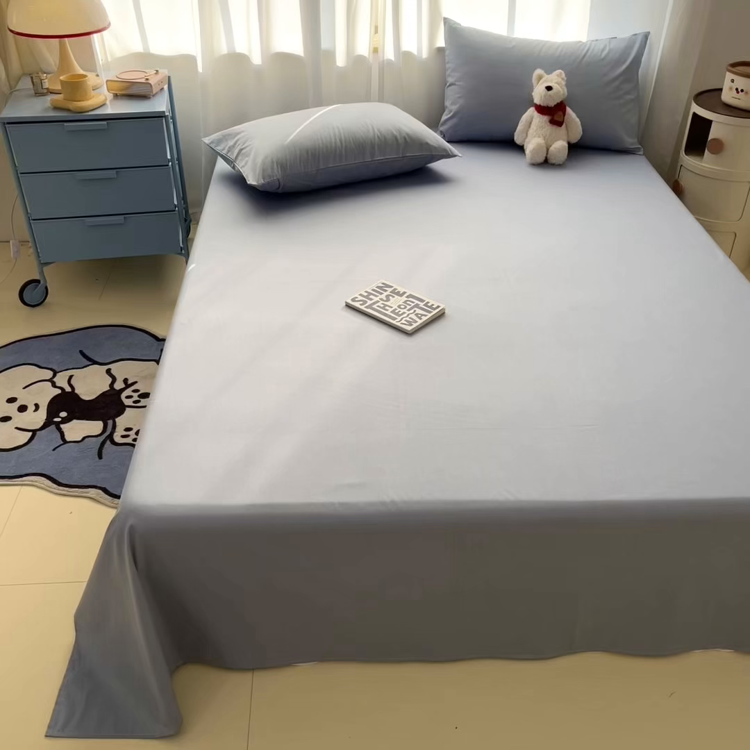 91家纺网 家纺一手货源 找家纺 泽西家纺+V17798841158发大图 2026新款A类全棉纯棉13376单品床单床单单件 雾蓝