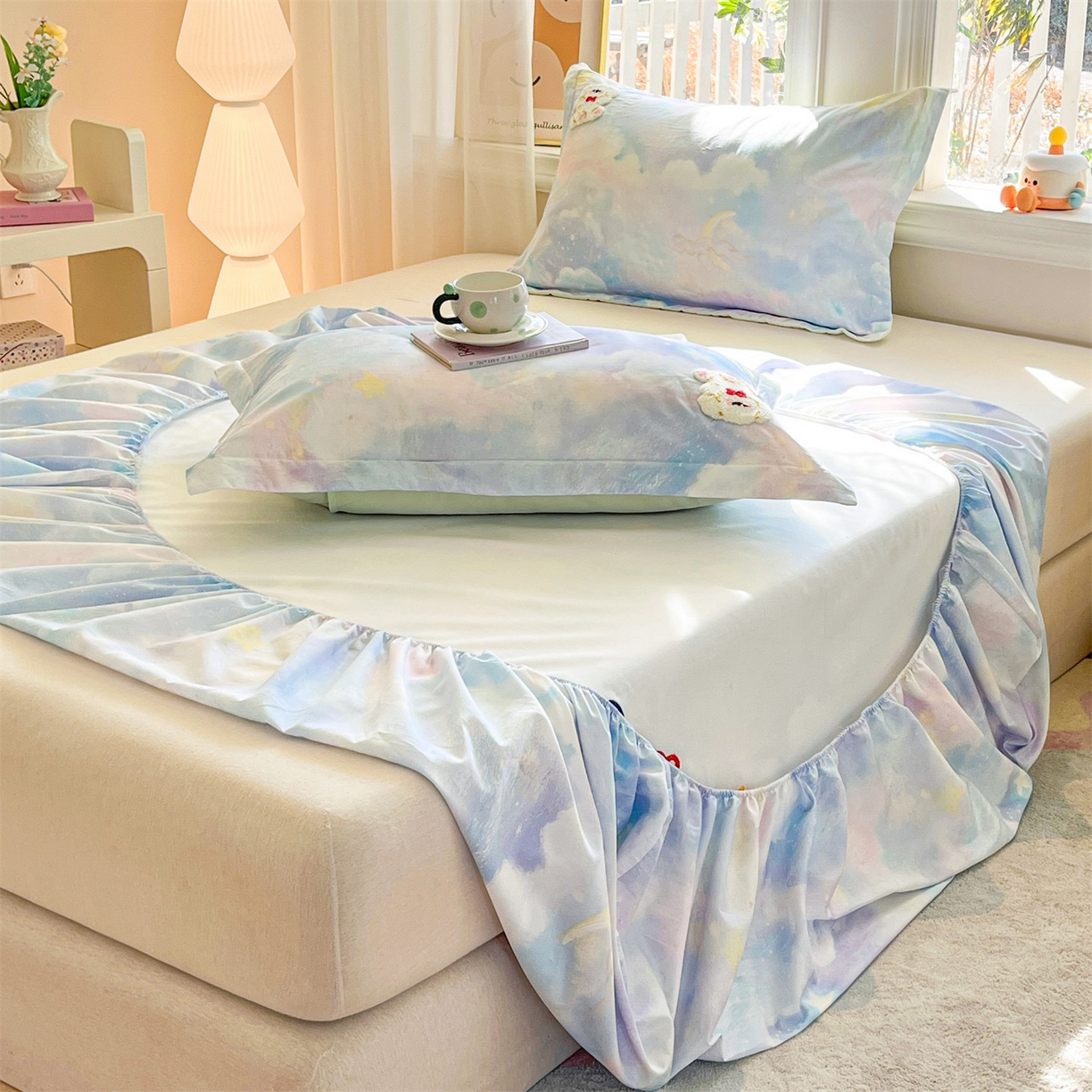 91家纺网 家纺一手货源 找家纺 笙意家纺 2026新款50S全棉纯棉毛巾绣单品床笠床笠单件 星云萌犬