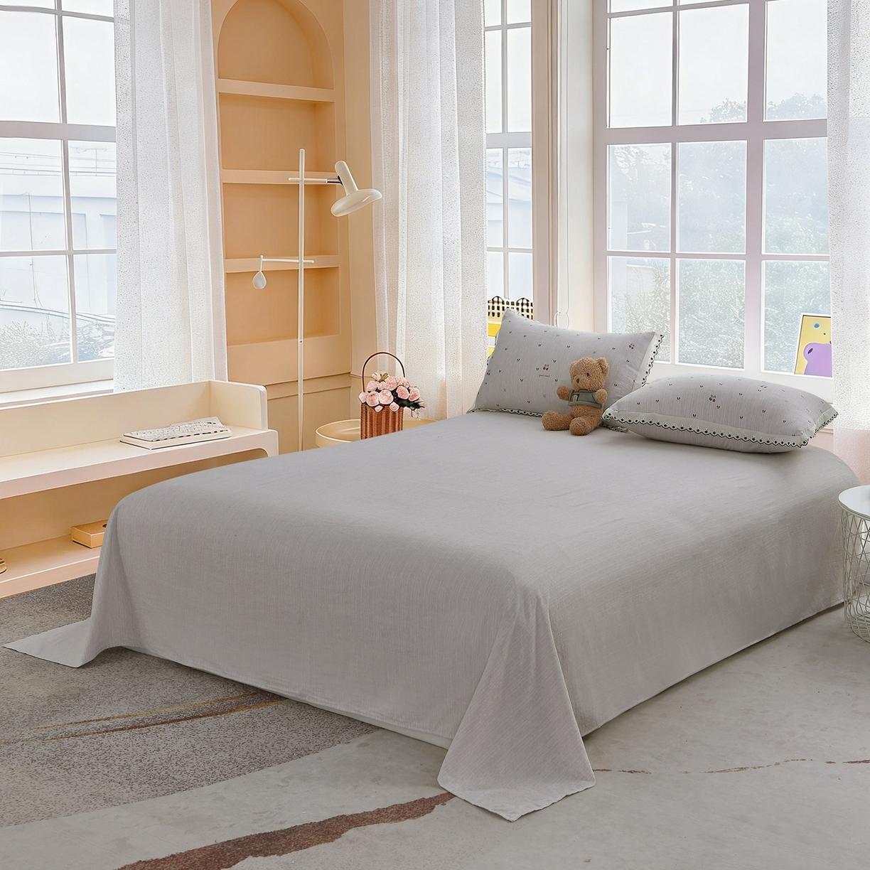 91家纺网 家纺一手货源 找家纺 恋之语 2026新款全棉花边色织水洗棉花边四件套 樱桃