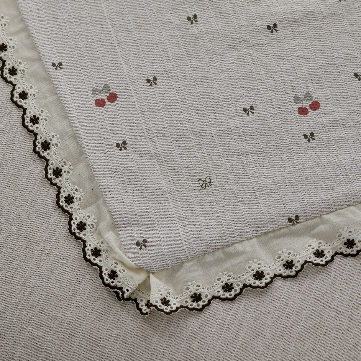 91家纺网 家纺一手货源 找家纺 恋之语 2026新款全棉花边色织水洗棉花边四件套 樱桃